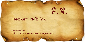 Hecker Márk névjegykártya